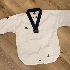 Vintage Adidas White Taekwondo White Jacket Korea Red Accents